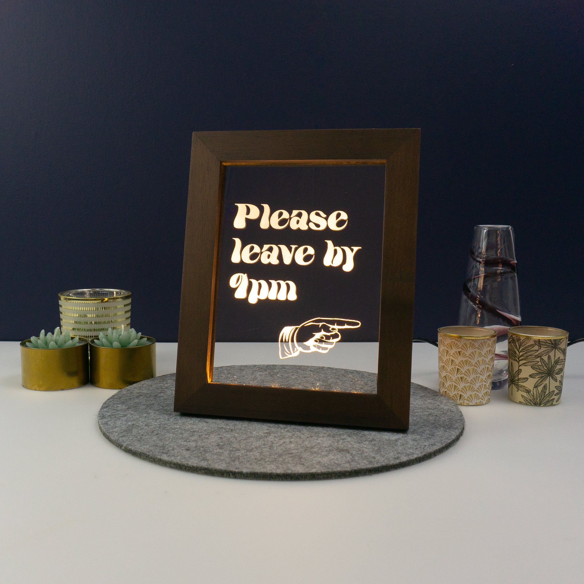 Please leave by 9pm Light up LED frame artwork