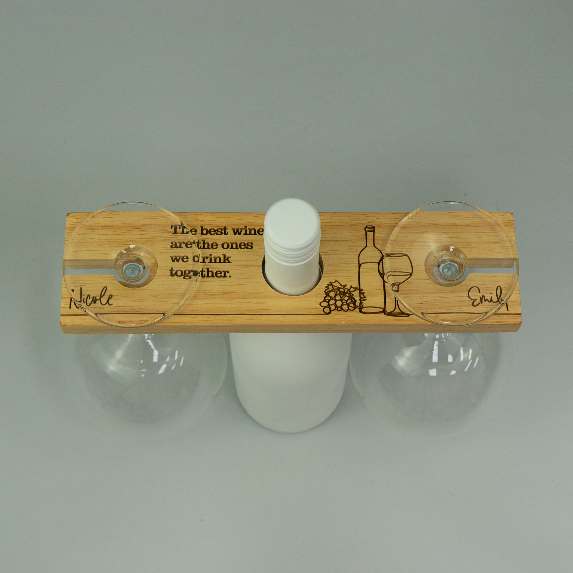 Personalised double wine glass holder