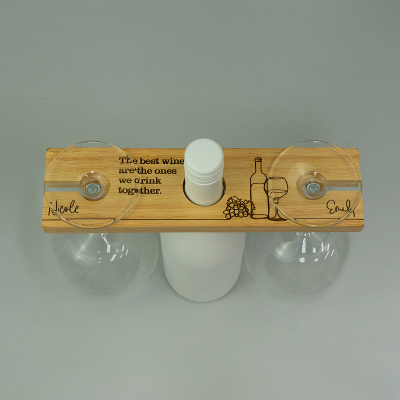 Personalised double wine glass holder