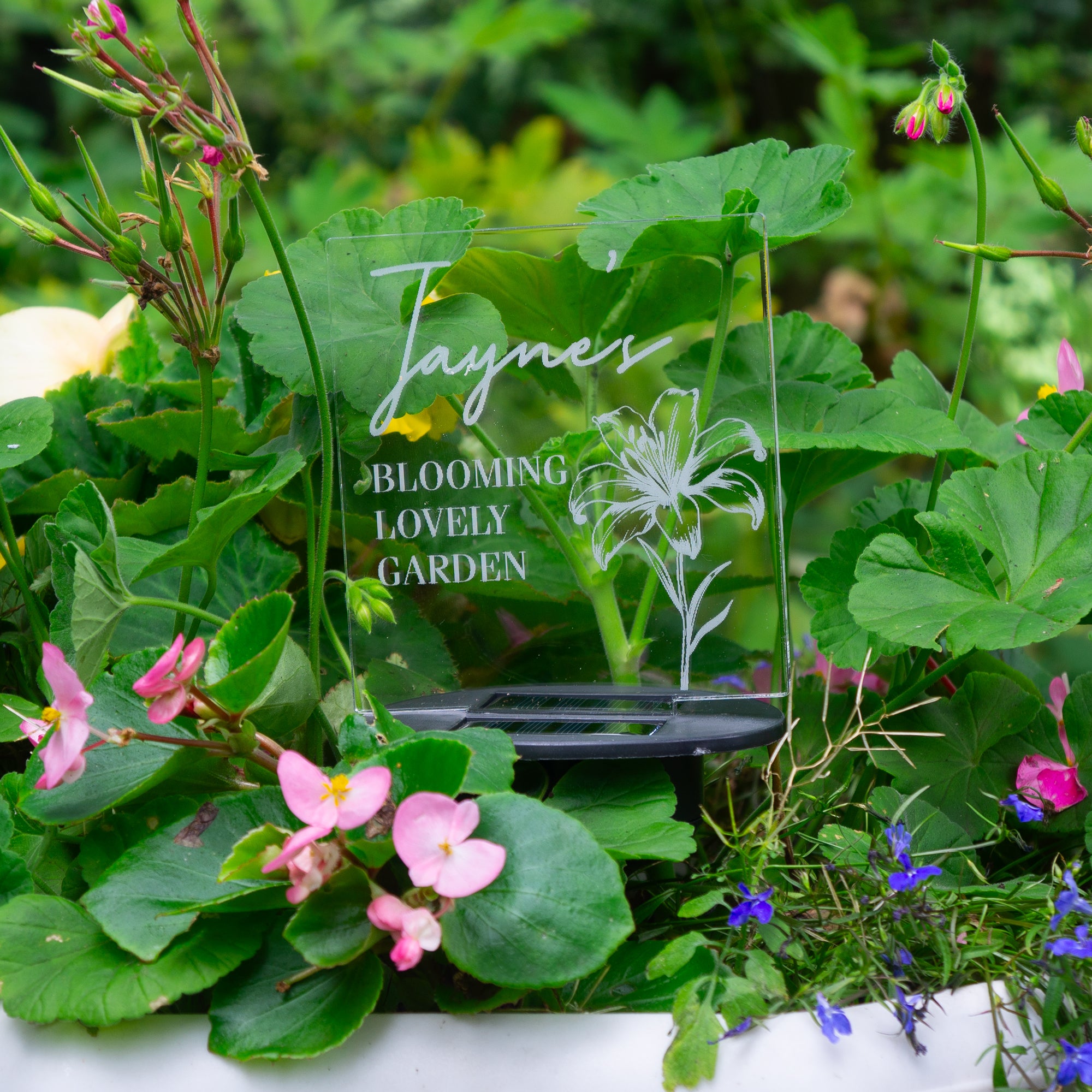 Personalised solar powered garden LED name plaque