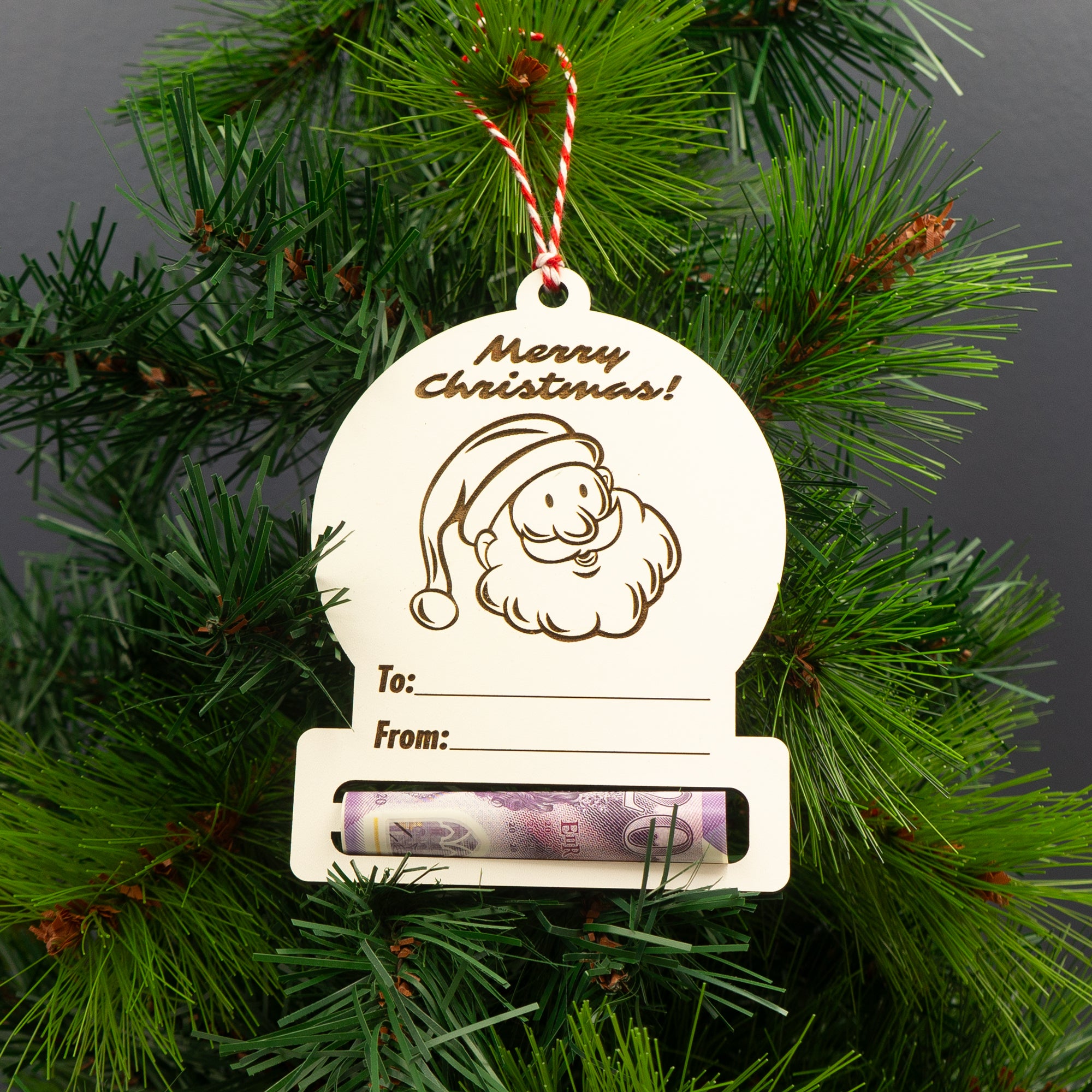 4x Christmas tree cash tree decorations. Wooden money gifting holders