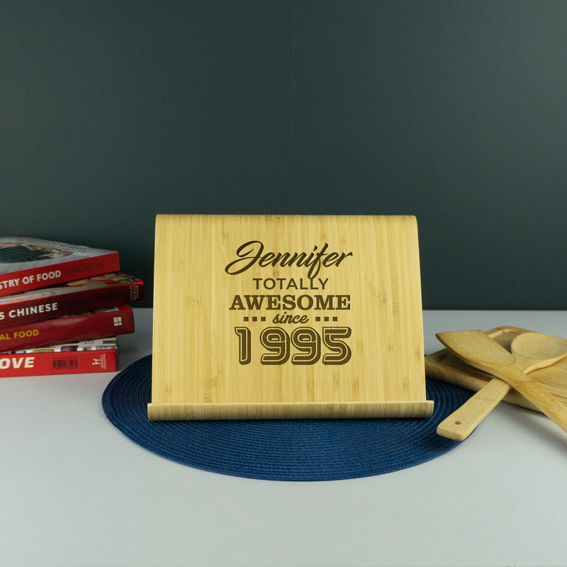 Personalised 30th Birthday present Custom engraved recipe book holder tablet stand
