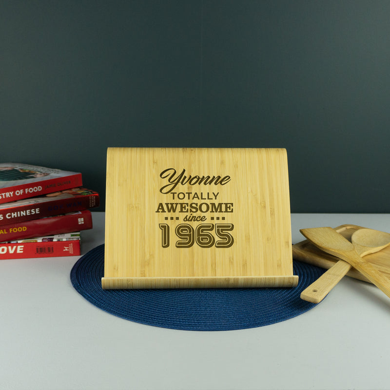 Personalised 60th Birthday present Custom engraved recipe book holder tablet stand