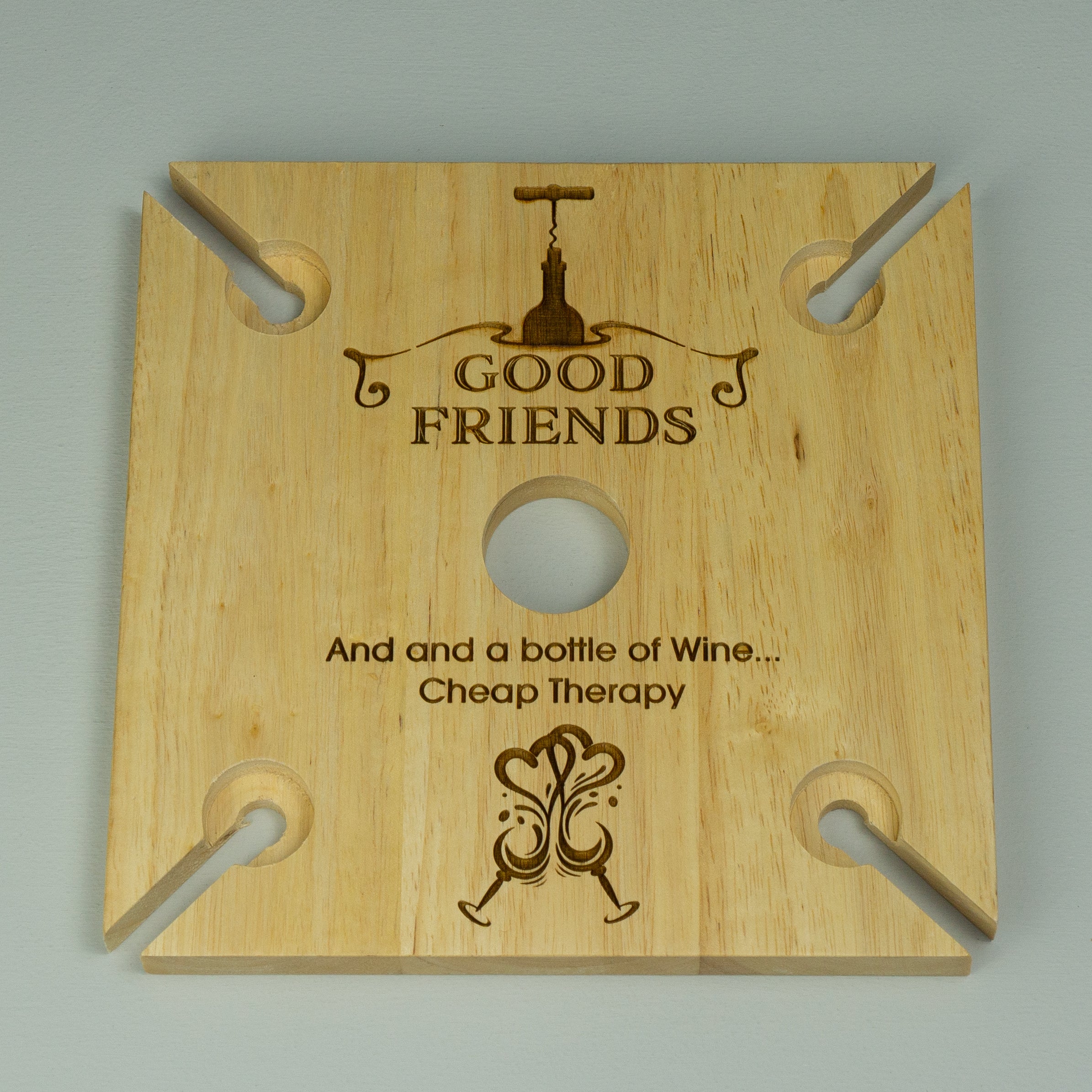 4 wine glass and bottle tray