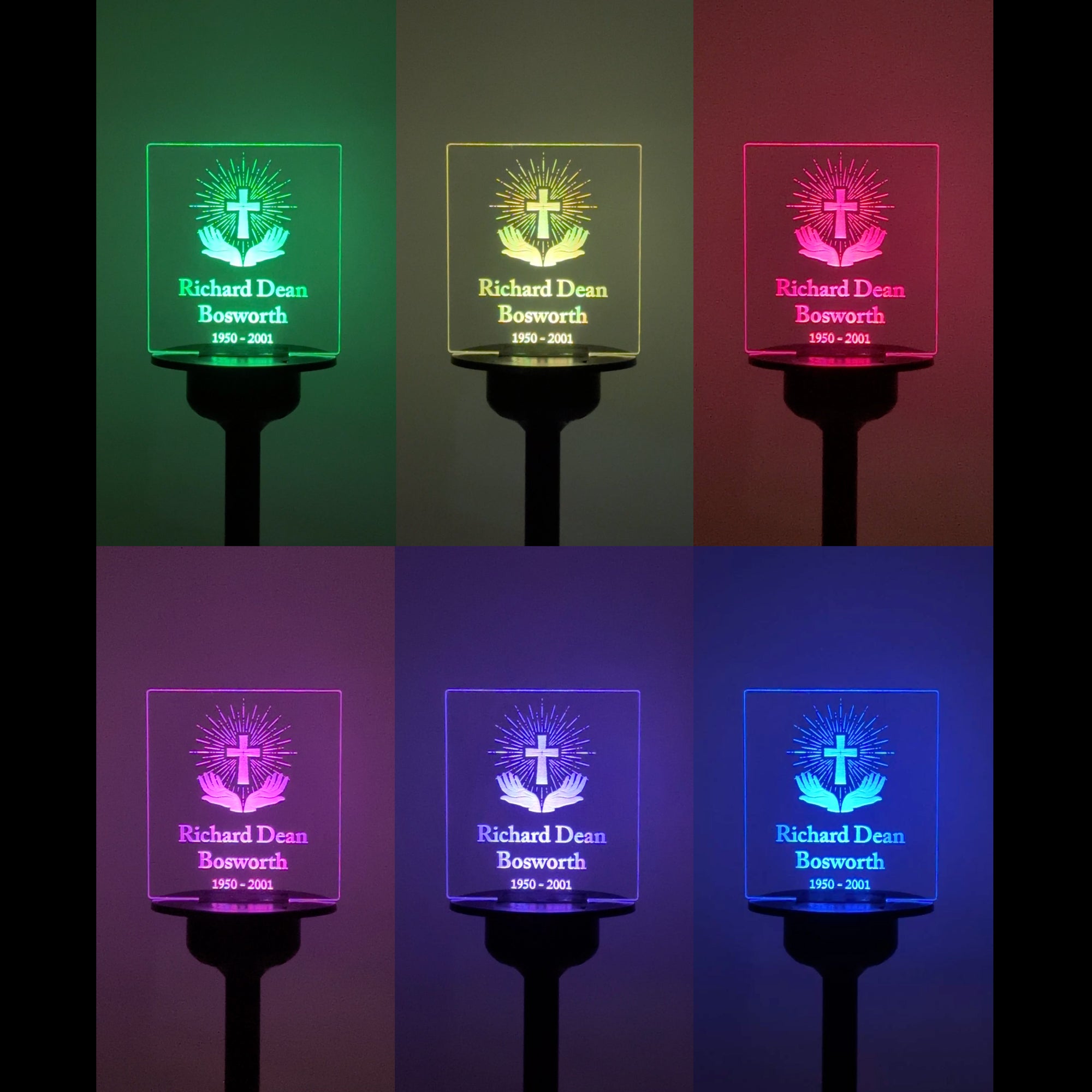 Custom solar power LED garden memorial sign