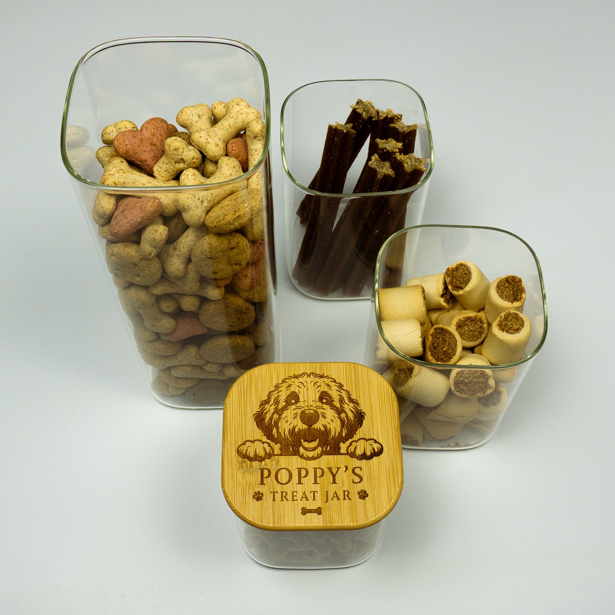 Personalised Labradoodle & Doodle Treat Jar. Dog Biscuit Container