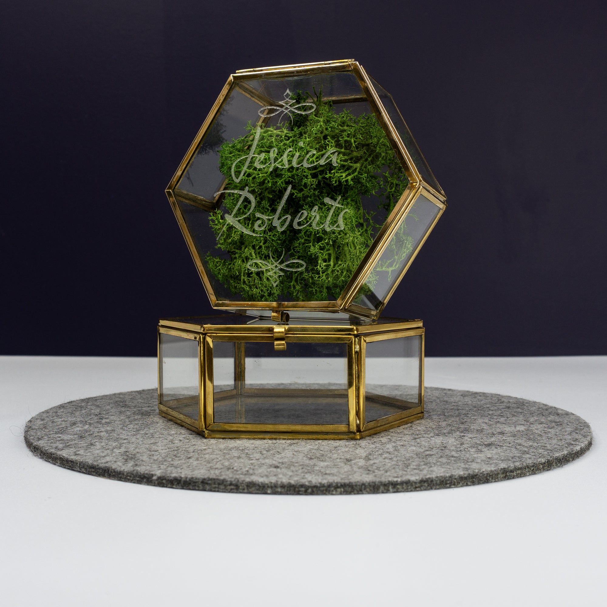 Personalised glass and metal trinket box