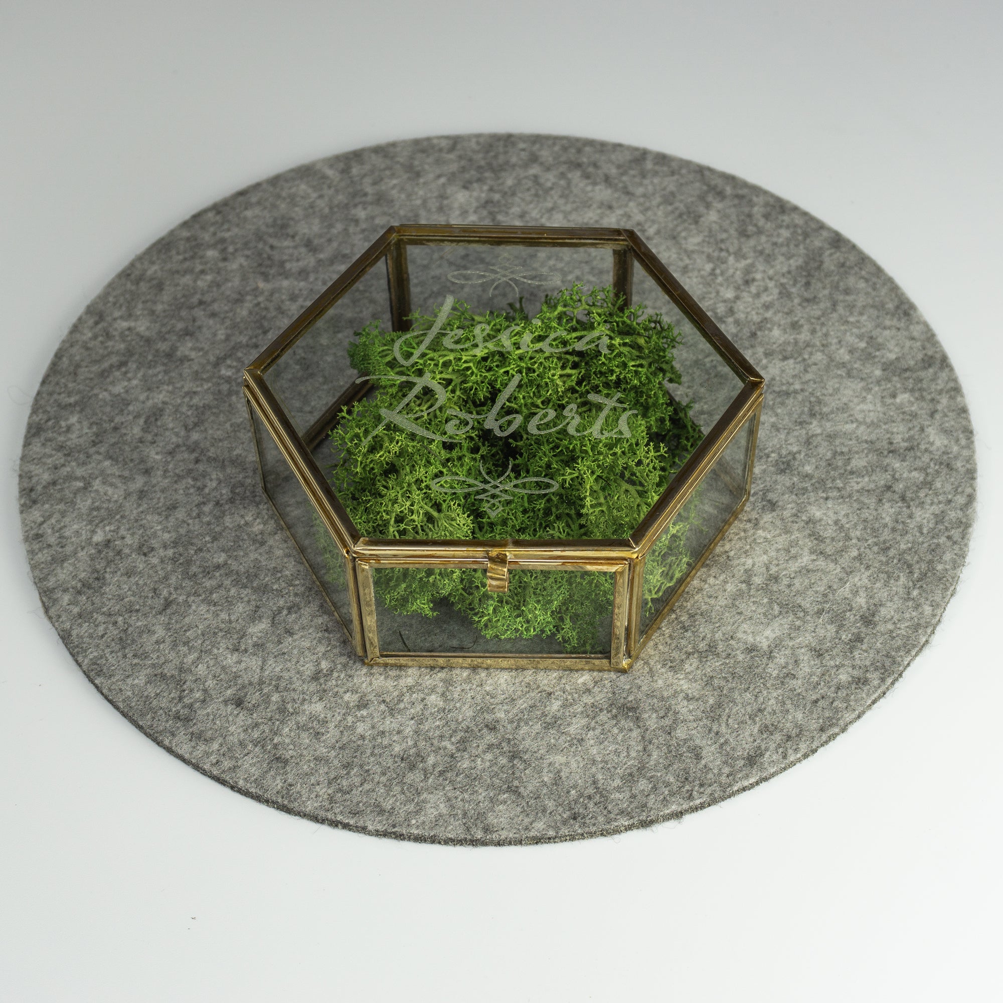 Personalised glass and metal trinket box
