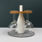 Personalised wooden wine glass and bottle tray