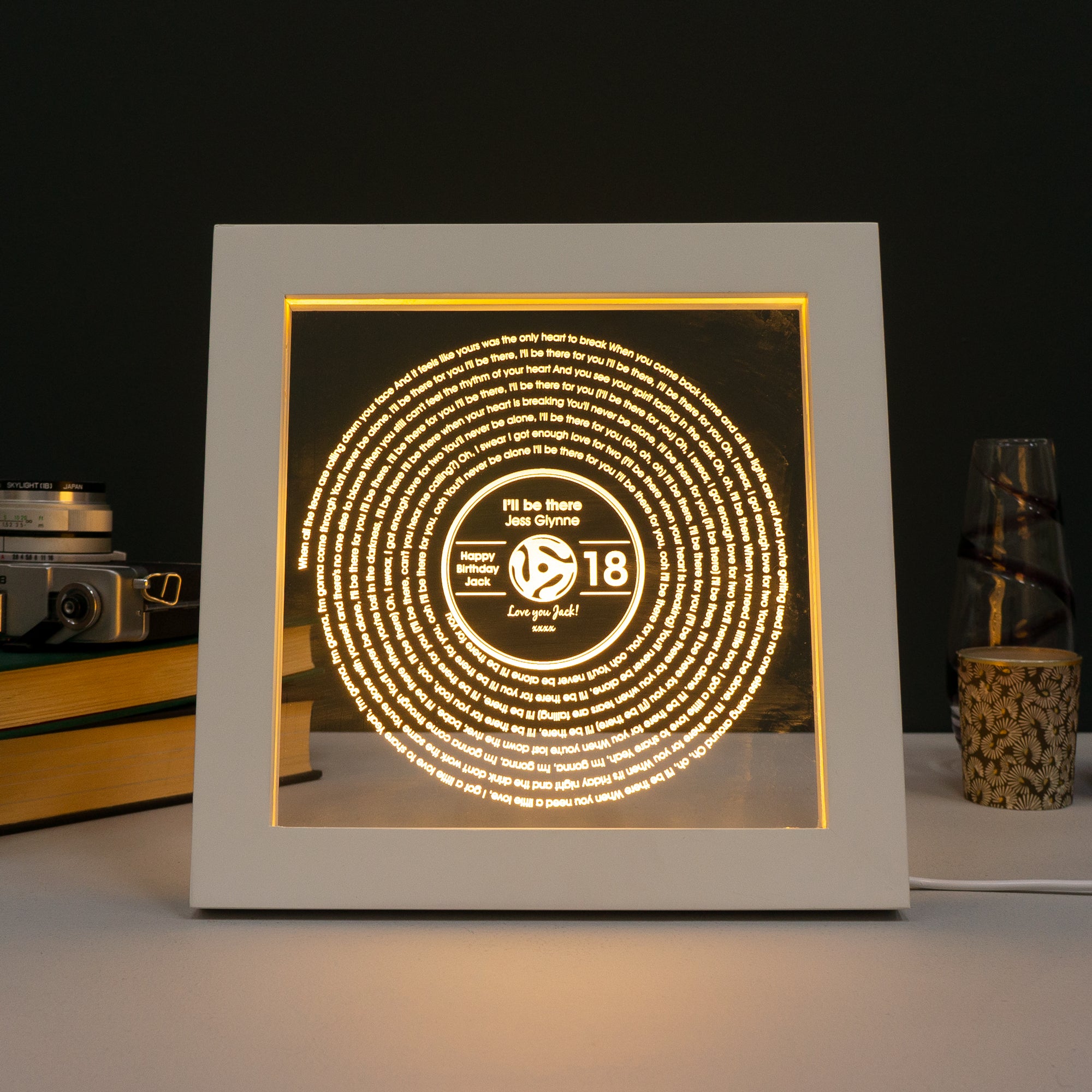 Personalised 18th birthday song lyric light up LED artwork