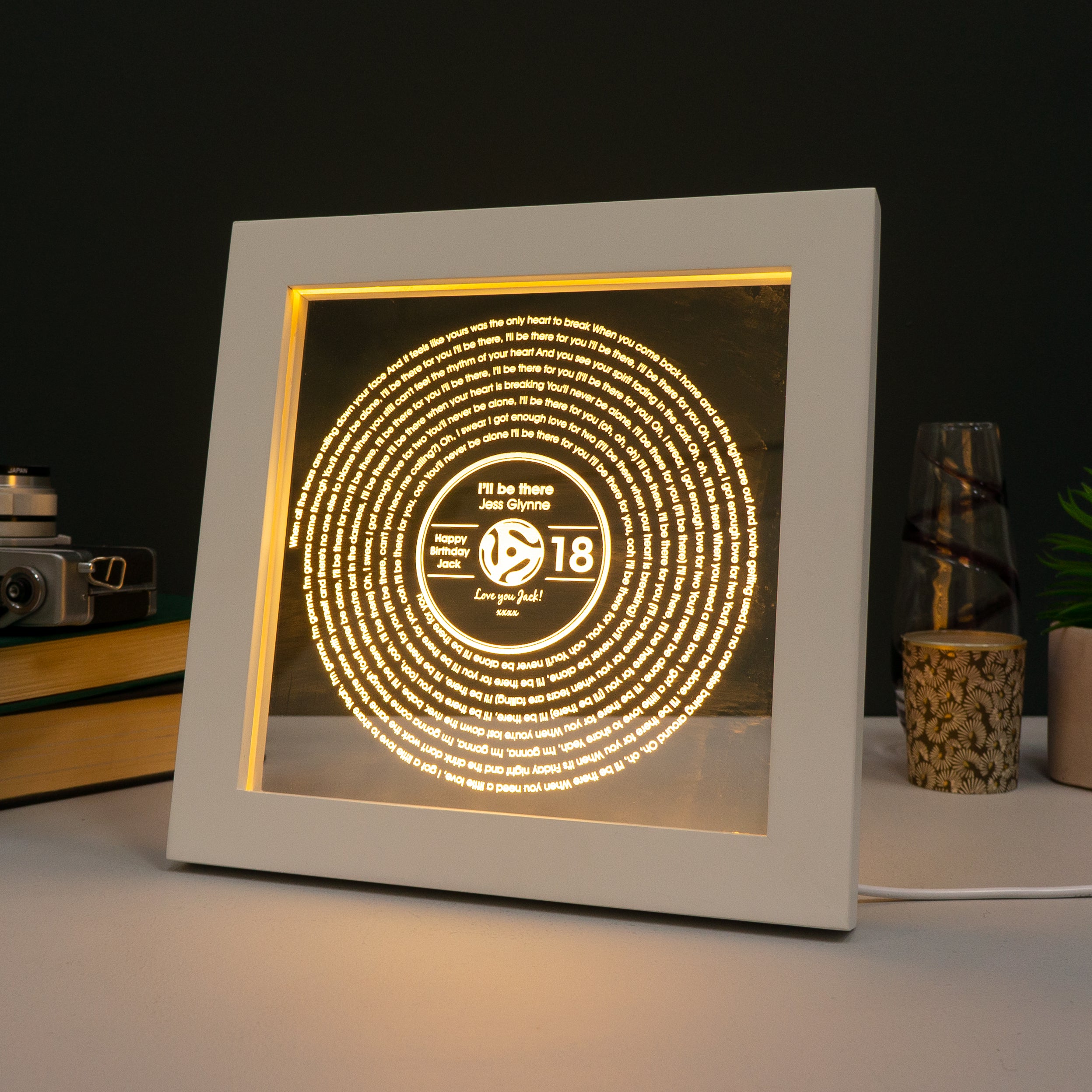 Personalised 18th birthday song lyric light up LED artwork