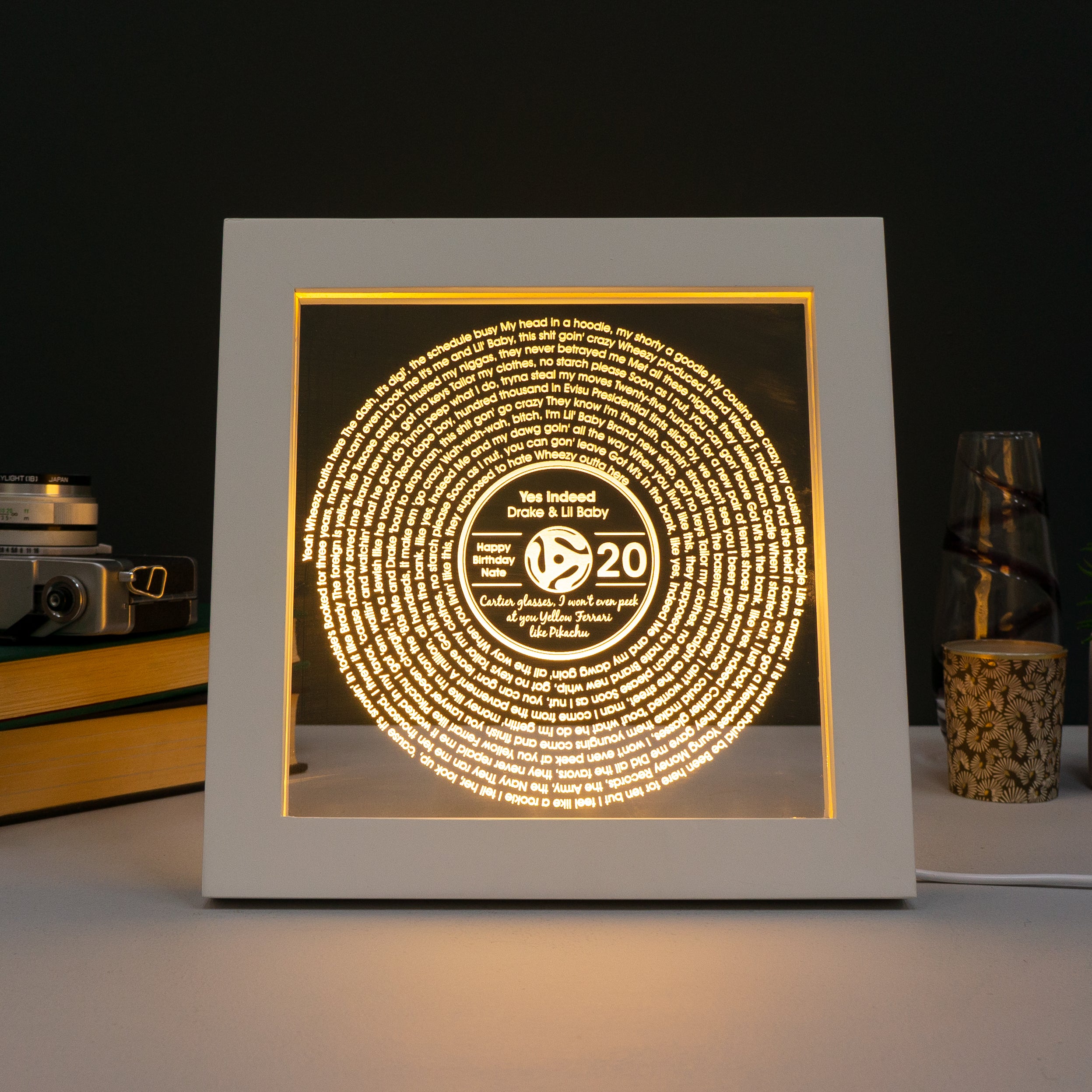 Personalised 20th birthday favourite song LED sign