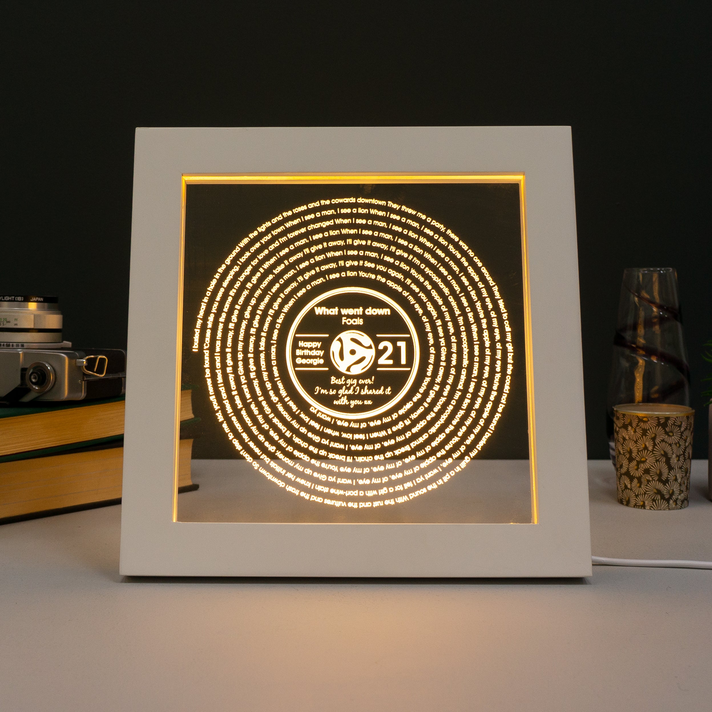 Personalised 21st birthday song lyric LED picture frame