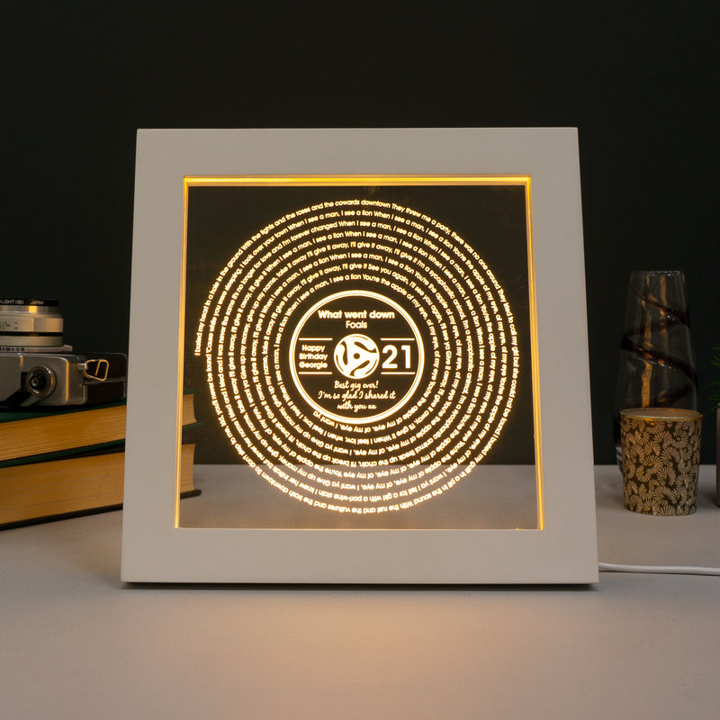 Personalised 21st birthday song lyric LED picture frame