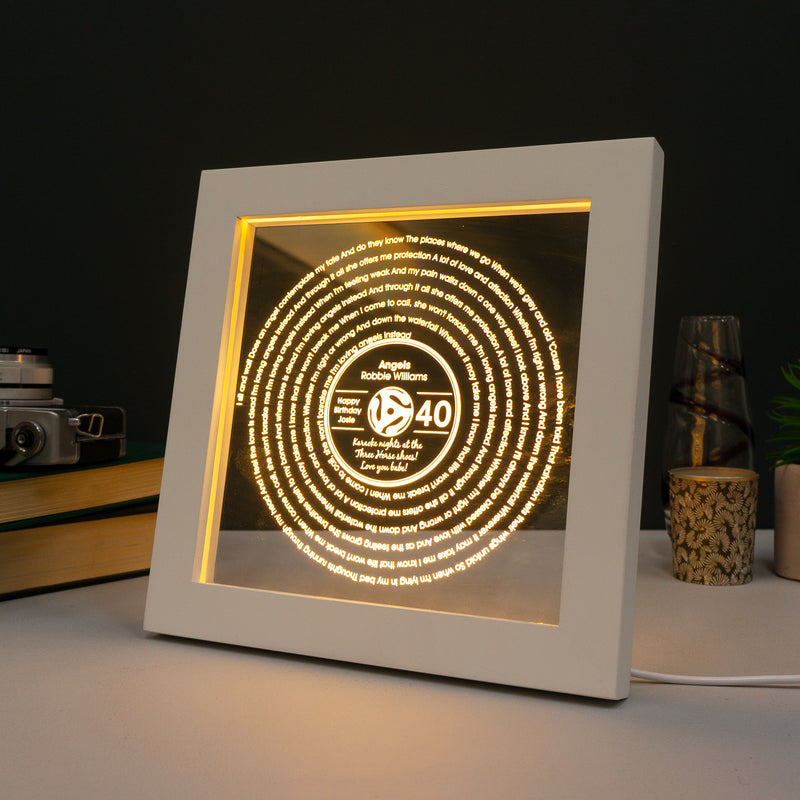 Personalised 40th birthday favourite song lyrics LED artwork