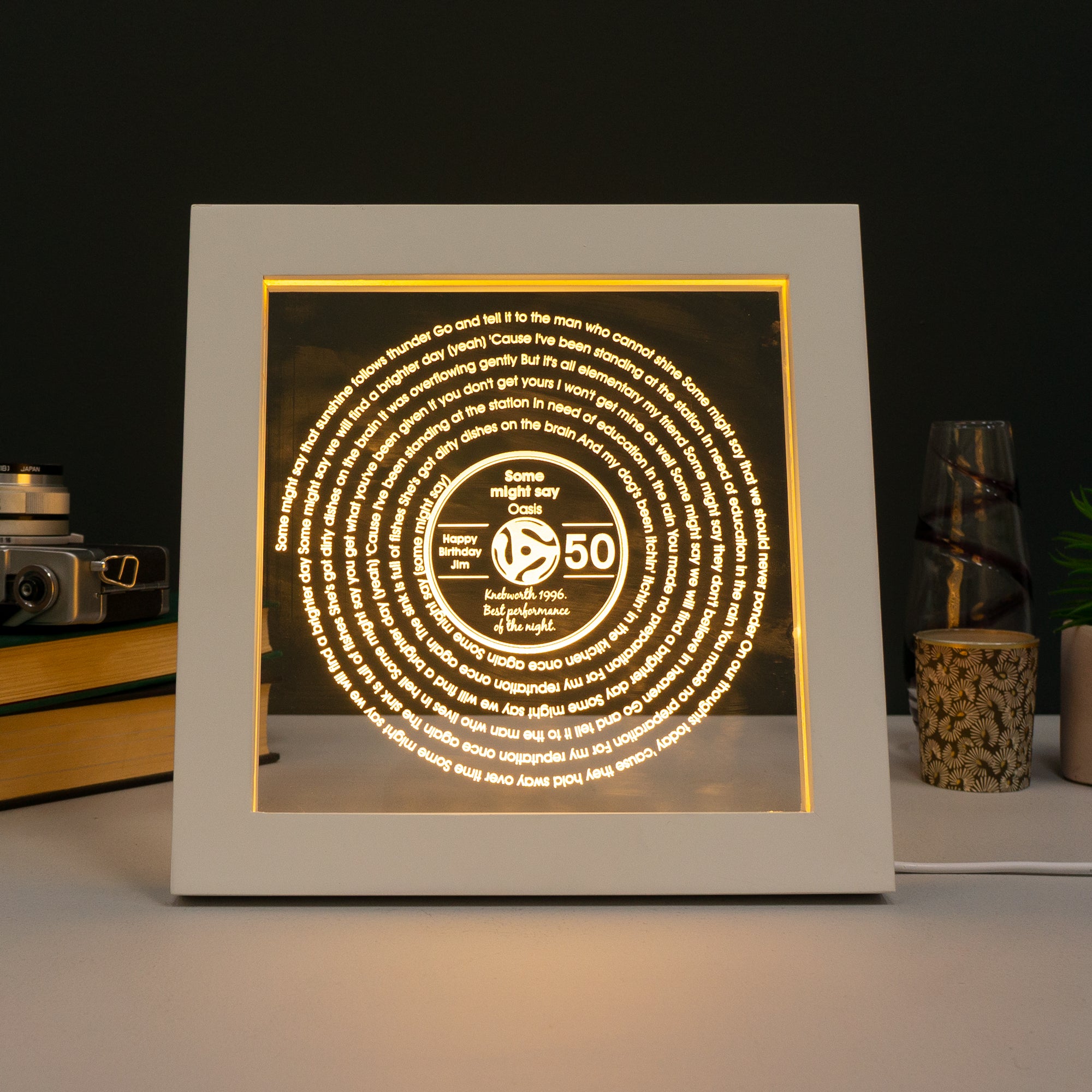 Personalised 50th birthday song lyric light up sign