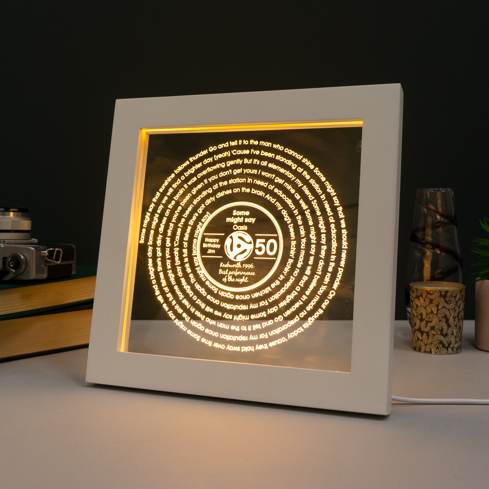 Personalised 50th birthday song lyric light up sign