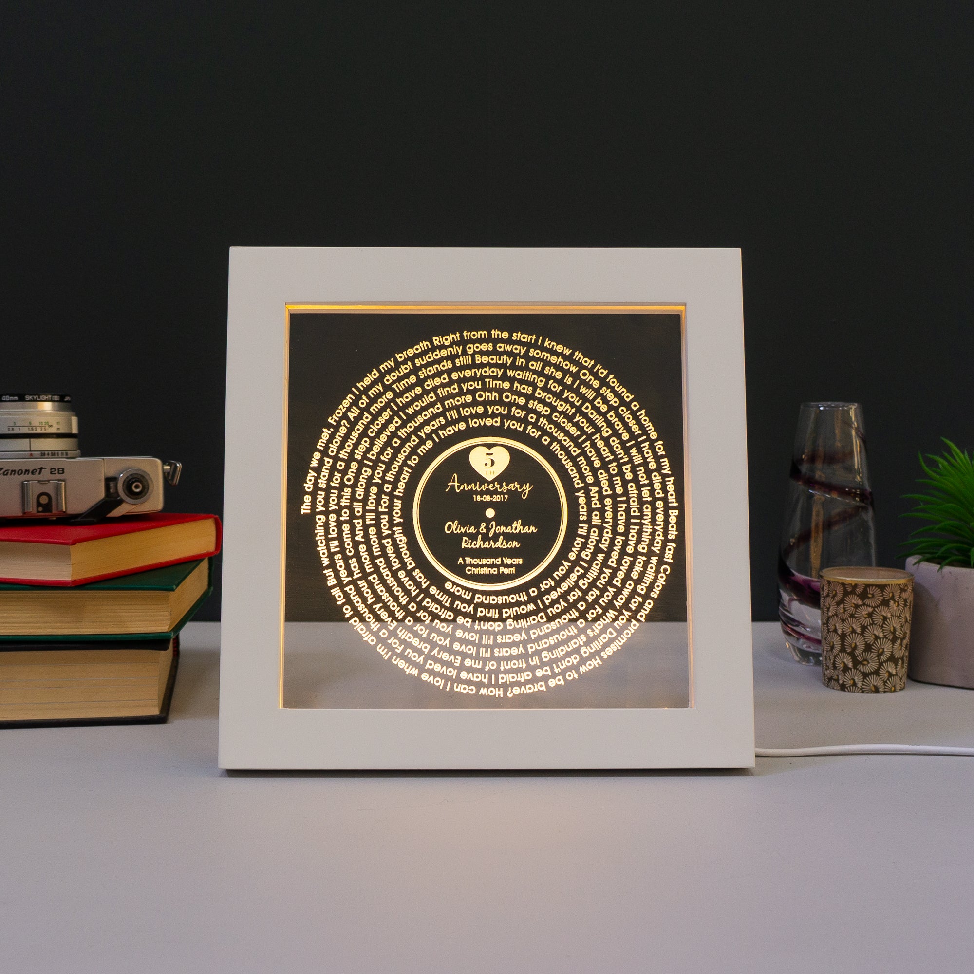 Wedding anniversary song lyric light up LED sign