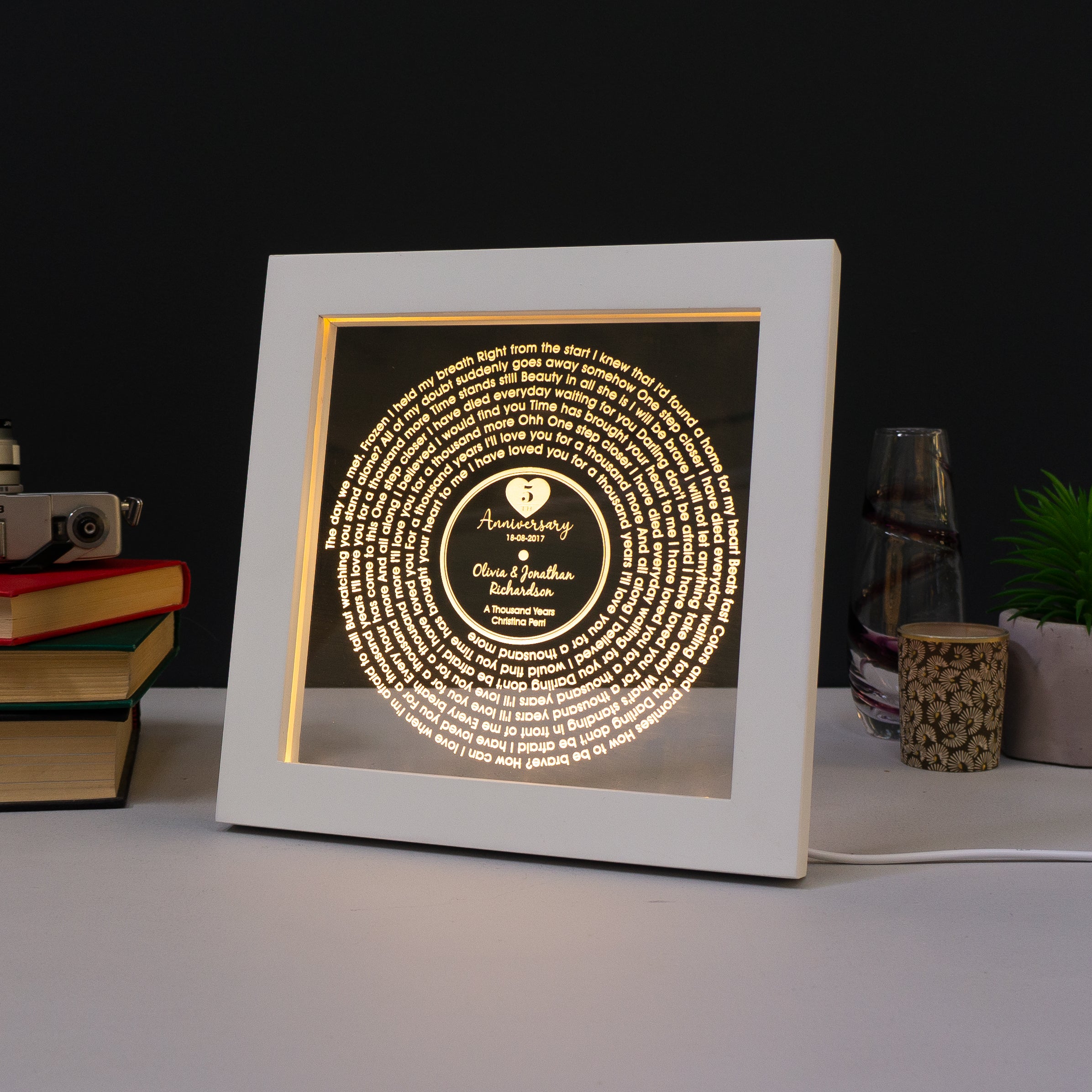 Wedding anniversary song lyric light up LED sign