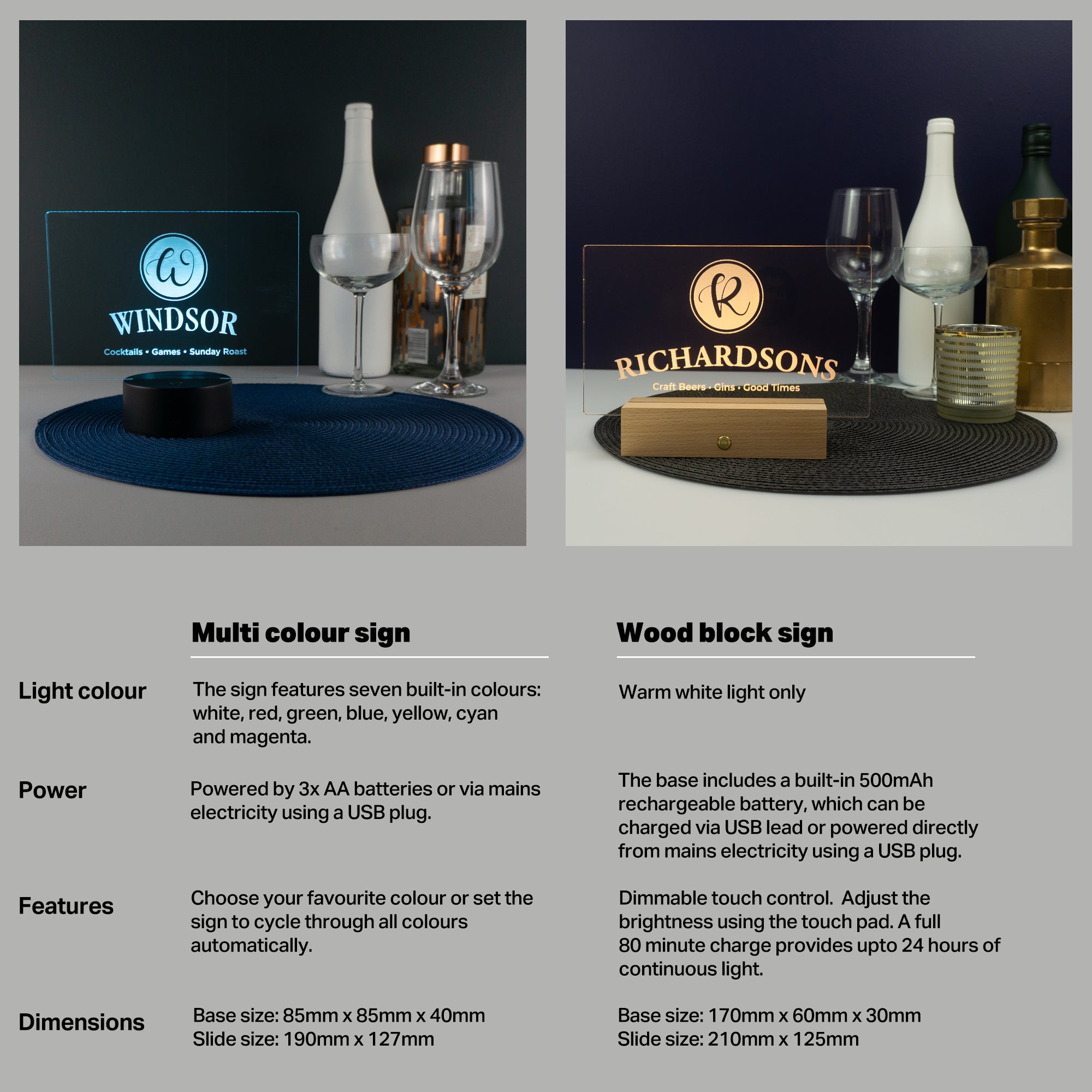 Personalised monogram LED sign. Home bar pub decoration