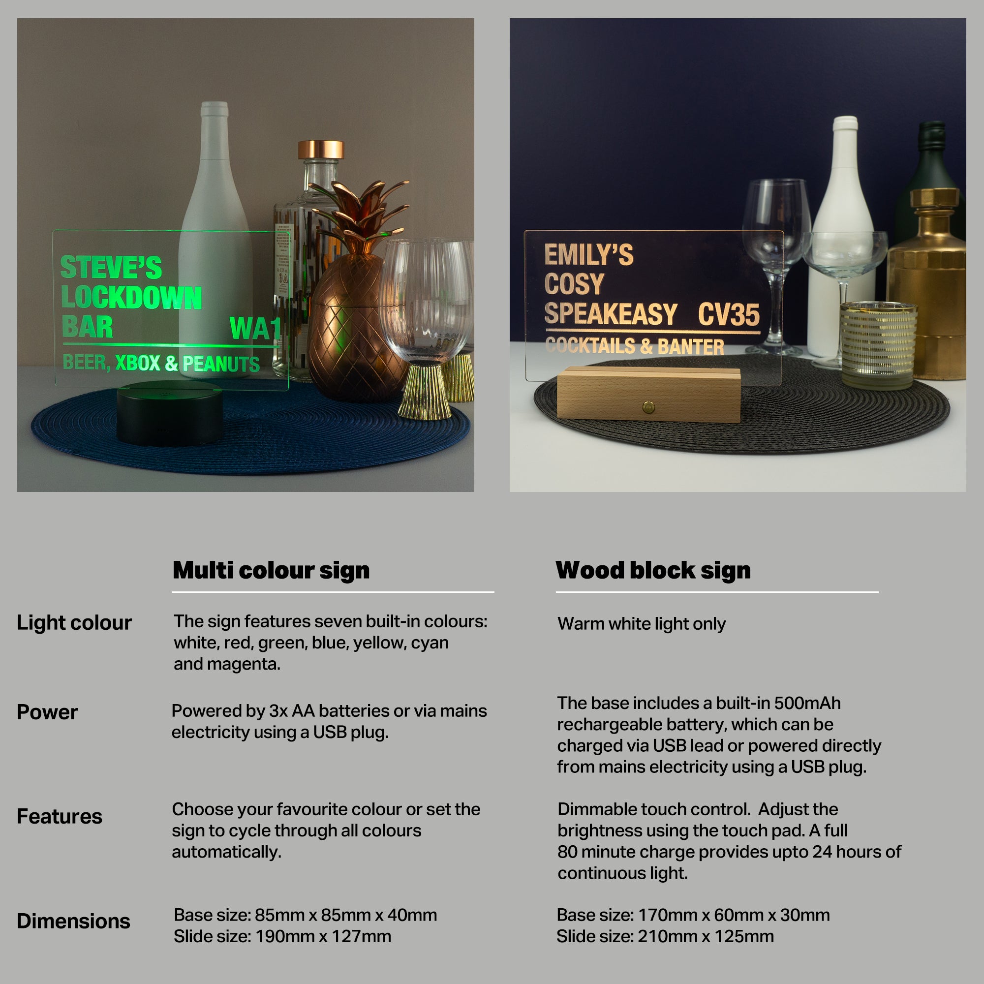 Personalised home bar LED street sign