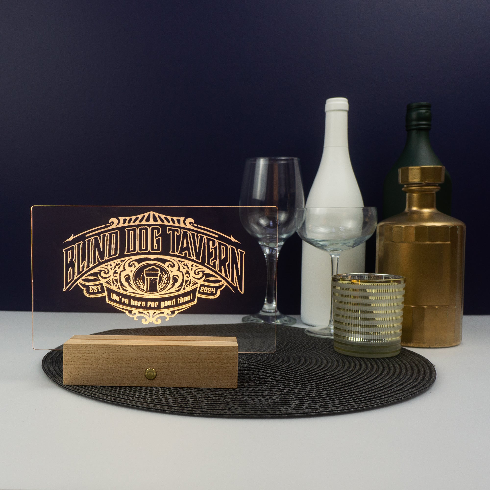 Personalised home pub light up sign. Custom made LED plaque