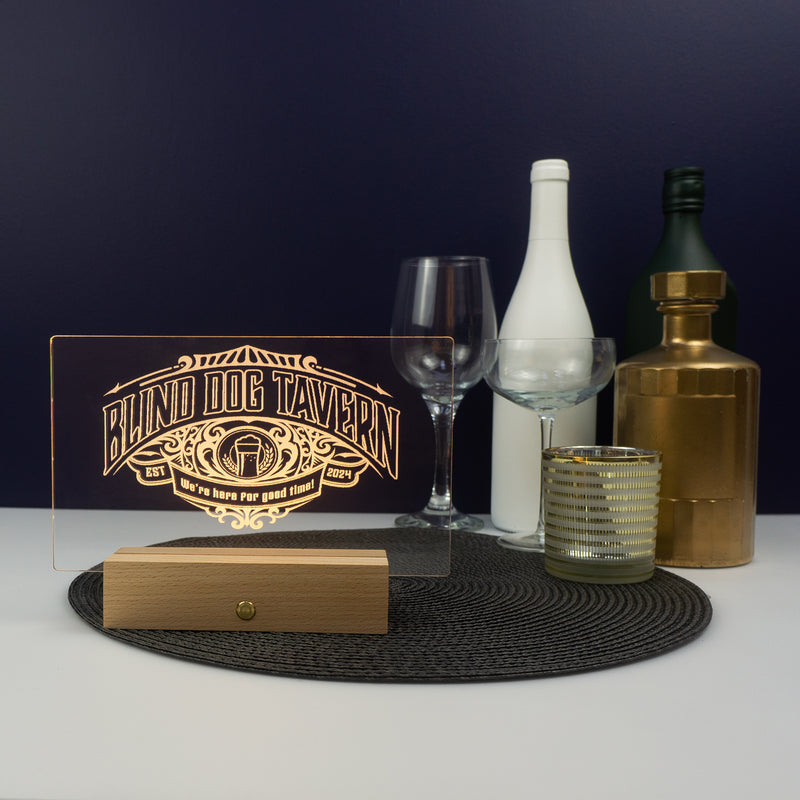 Personalised home pub light up sign. Custom made LED plaque