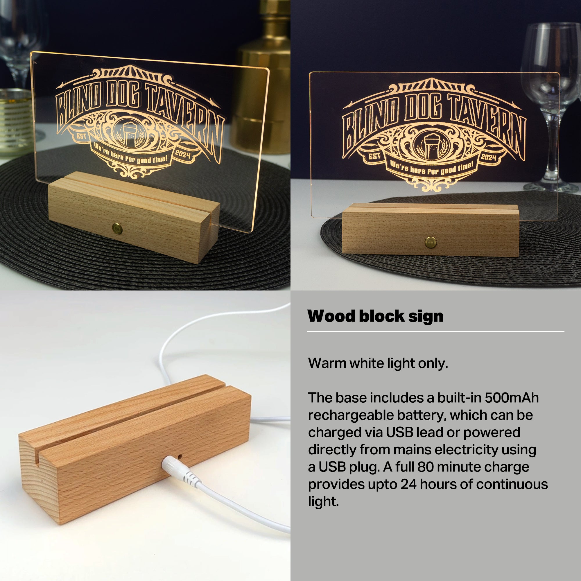 Personalised home pub light up sign. Custom made LED plaque