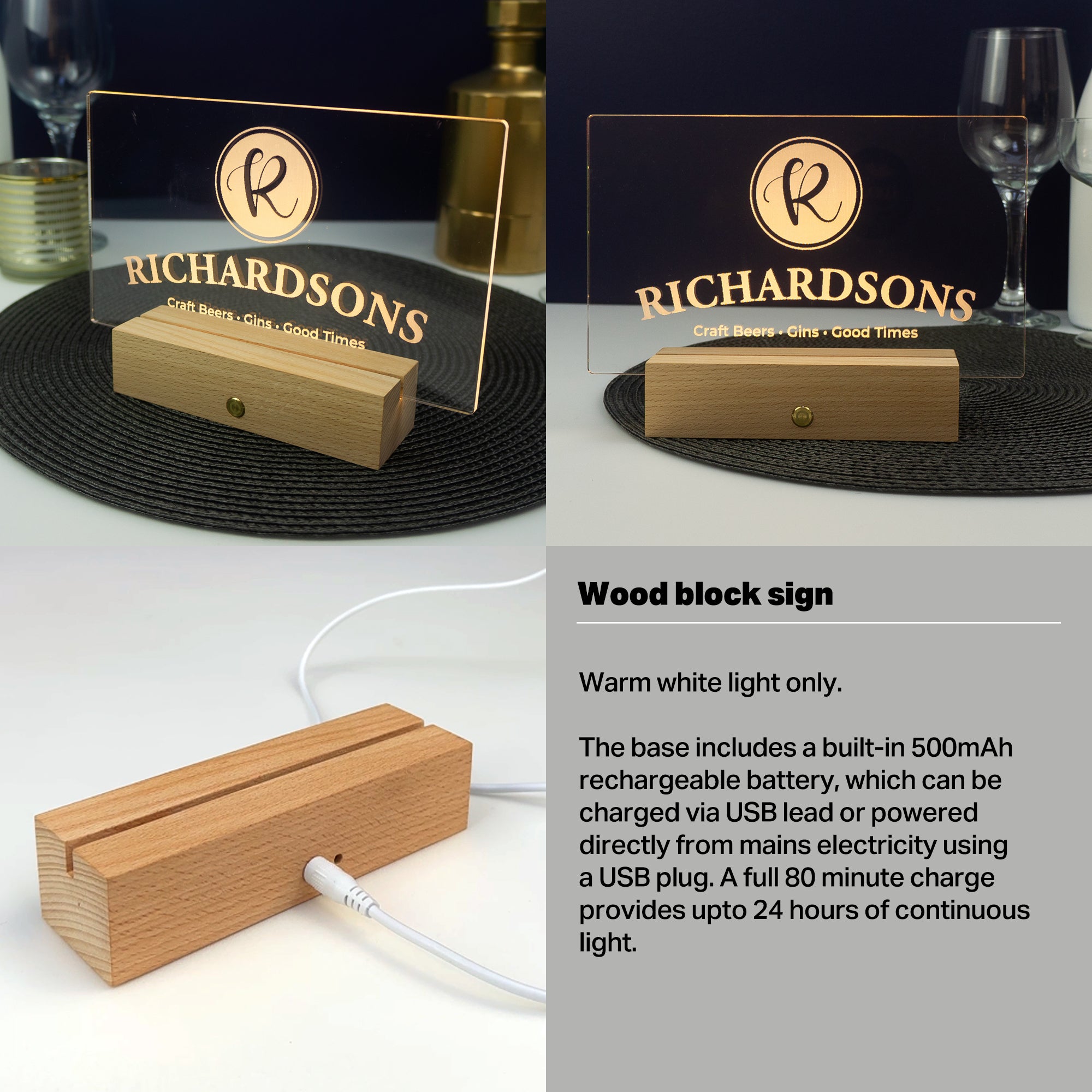 Personalised monogram LED sign. Home bar pub decoration