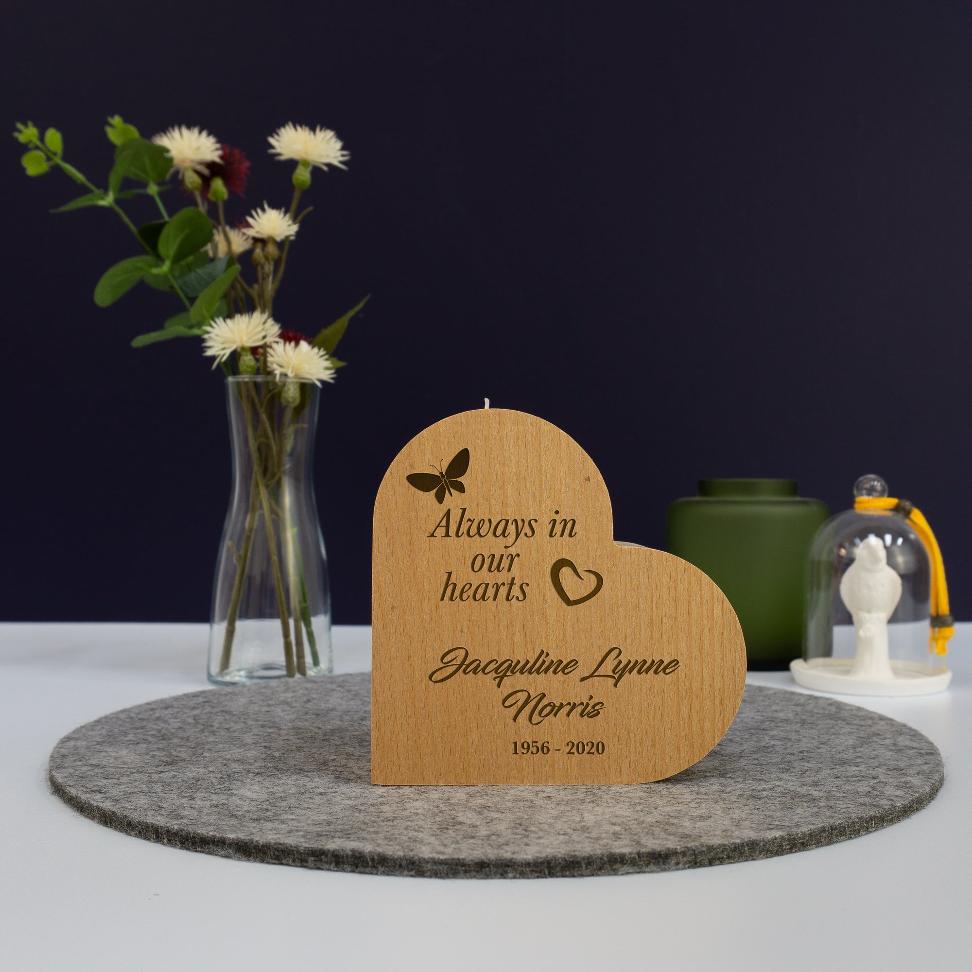 Custom made memorial heart candle holder
