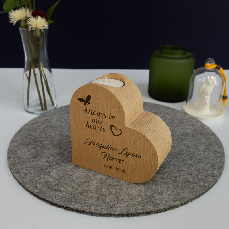 Custom made memorial heart candle holder