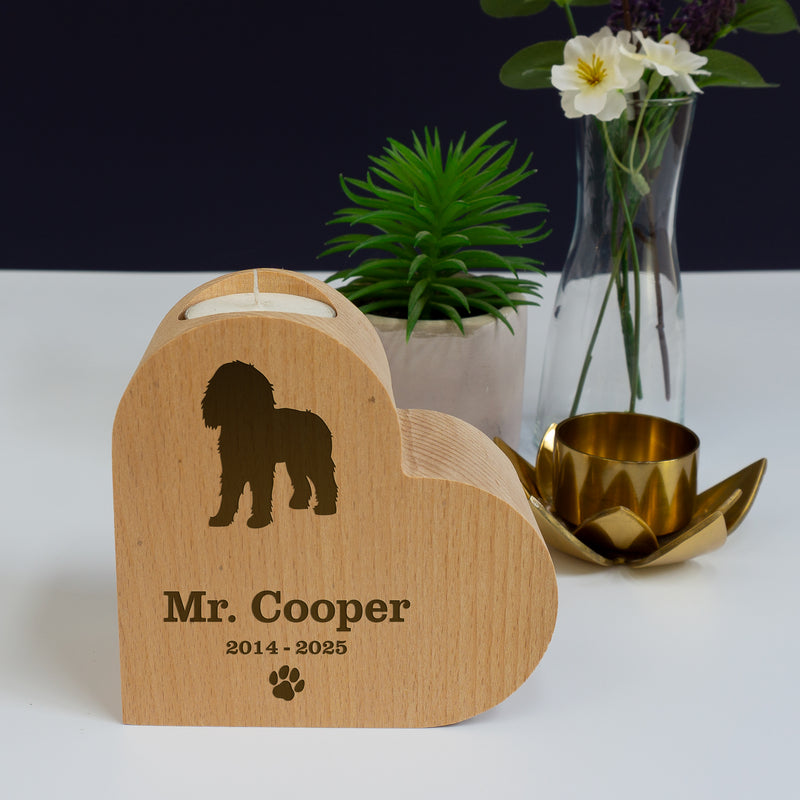 Heart shaped dog memorial candle holder