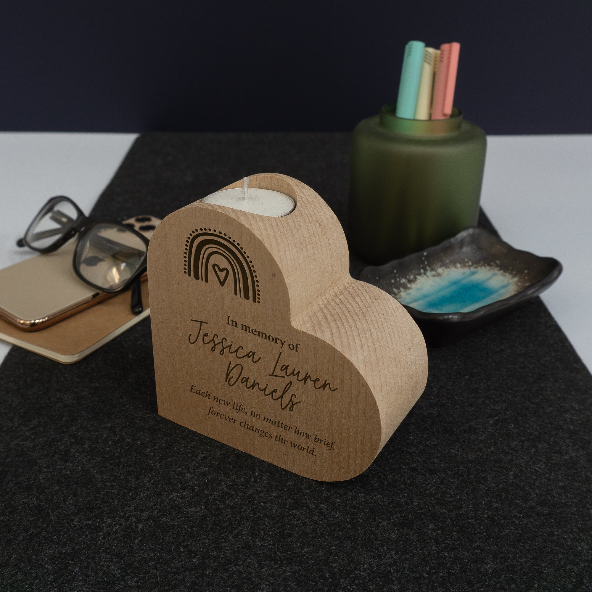 Personalised remembrance candle stand gift