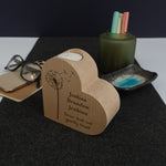 Heart shaped personalised bereavement candle holder