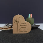 Heart shaped personalised bereavement candle holder