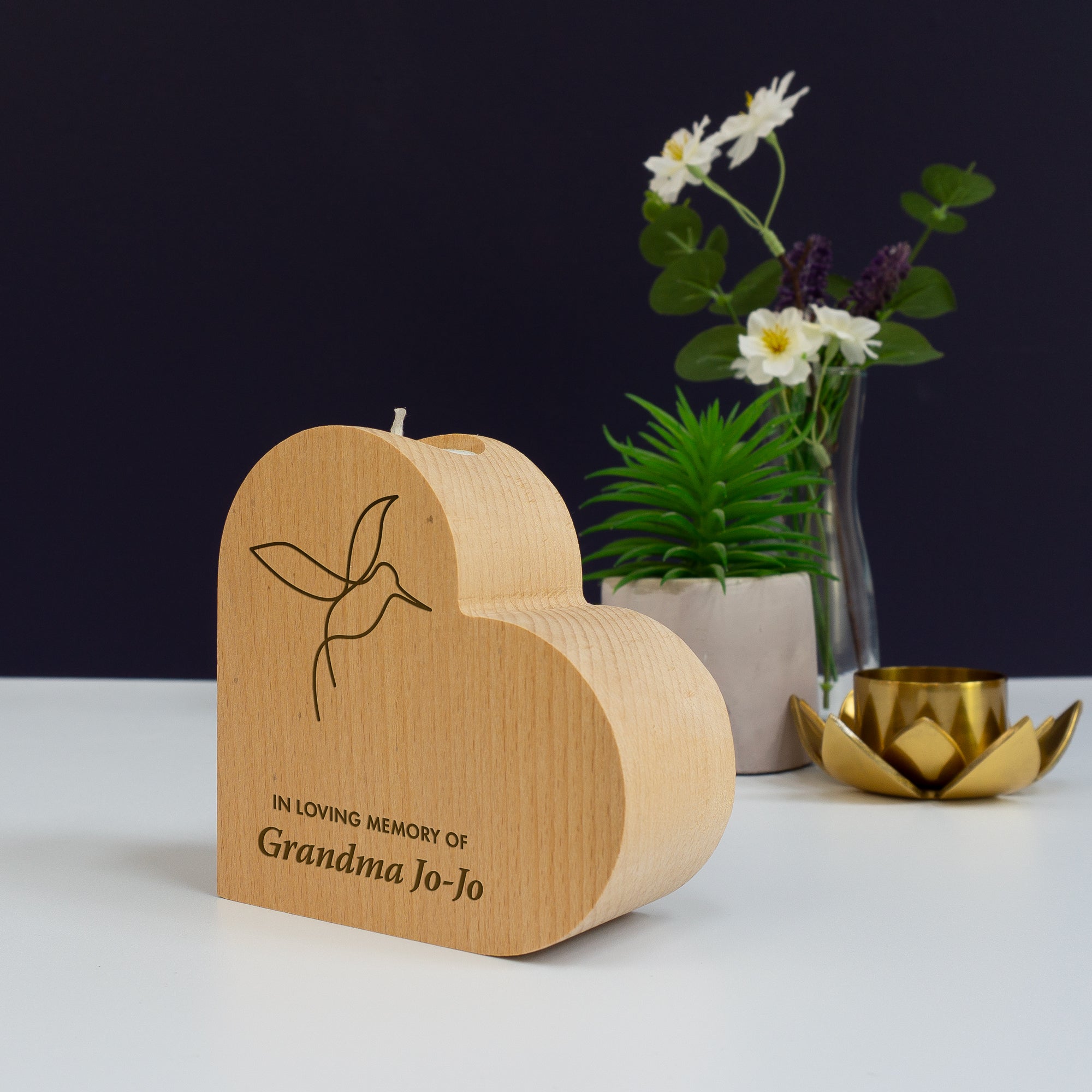Custom bereavement candle holder gift