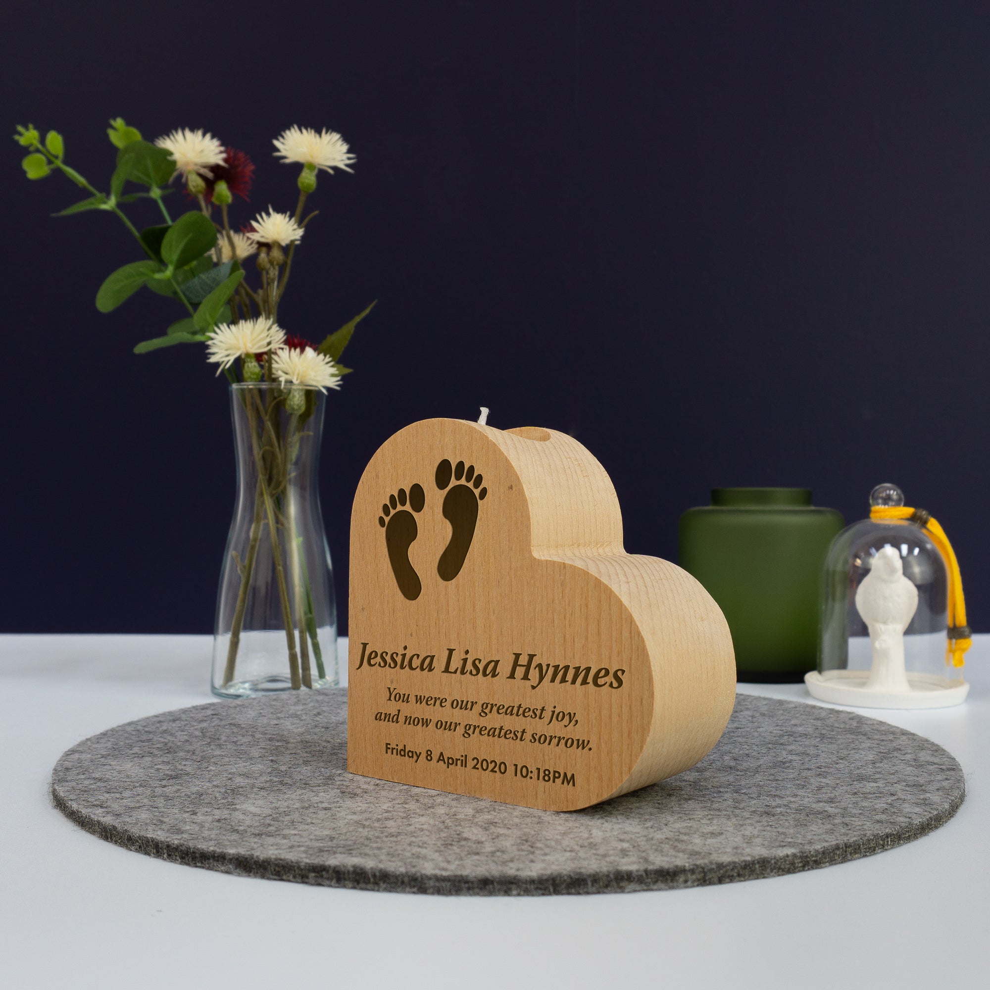 Baby infant loss memorial heart shaped candle