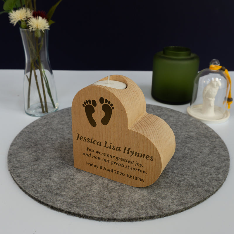 Baby infant loss memorial heart shaped candle