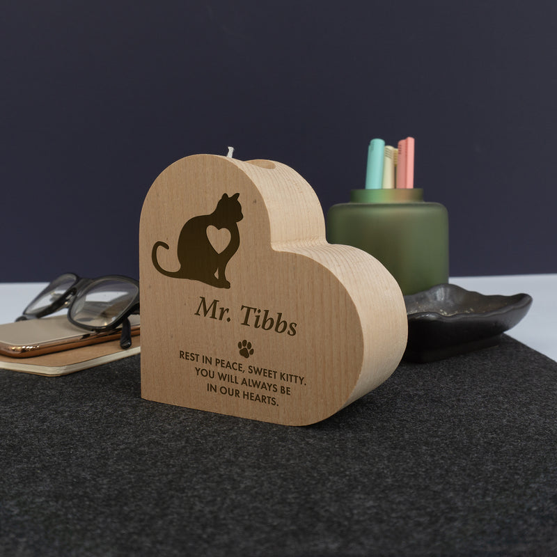 Personalised cat memorial candle stand