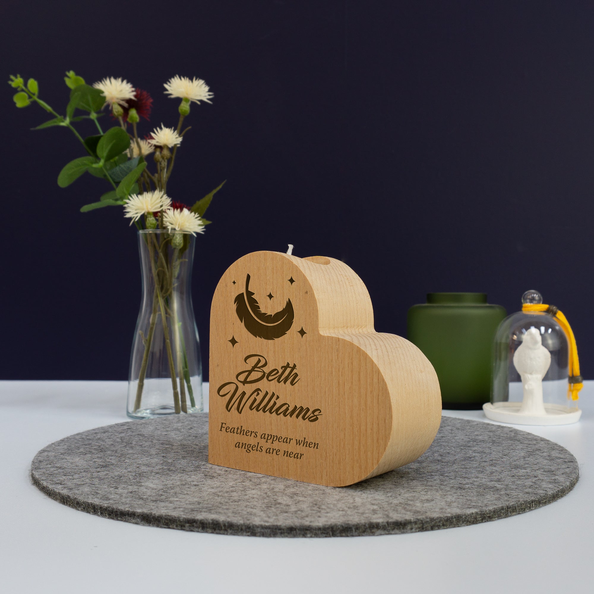 Sympathy memorial gift. Personalised candle holder