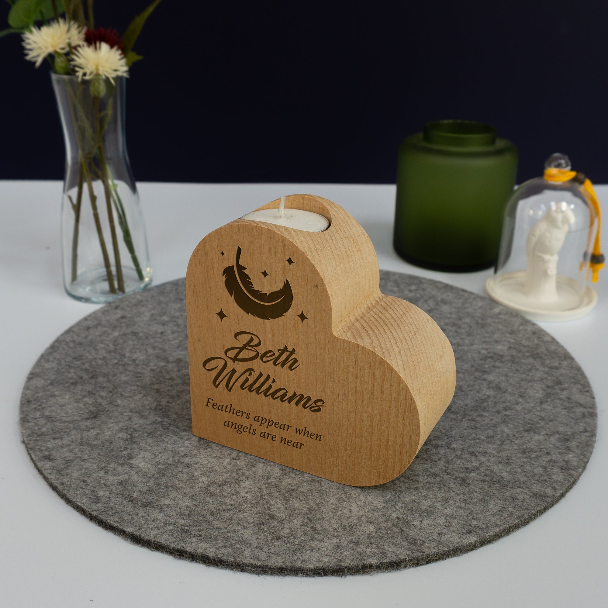 Sympathy memorial gift. Personalised candle holder