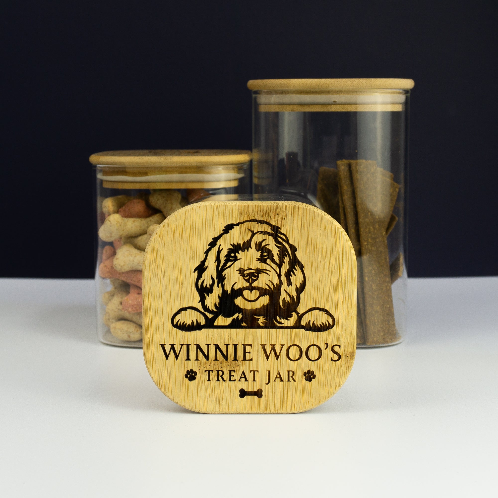 Personalised dog treat glass jar