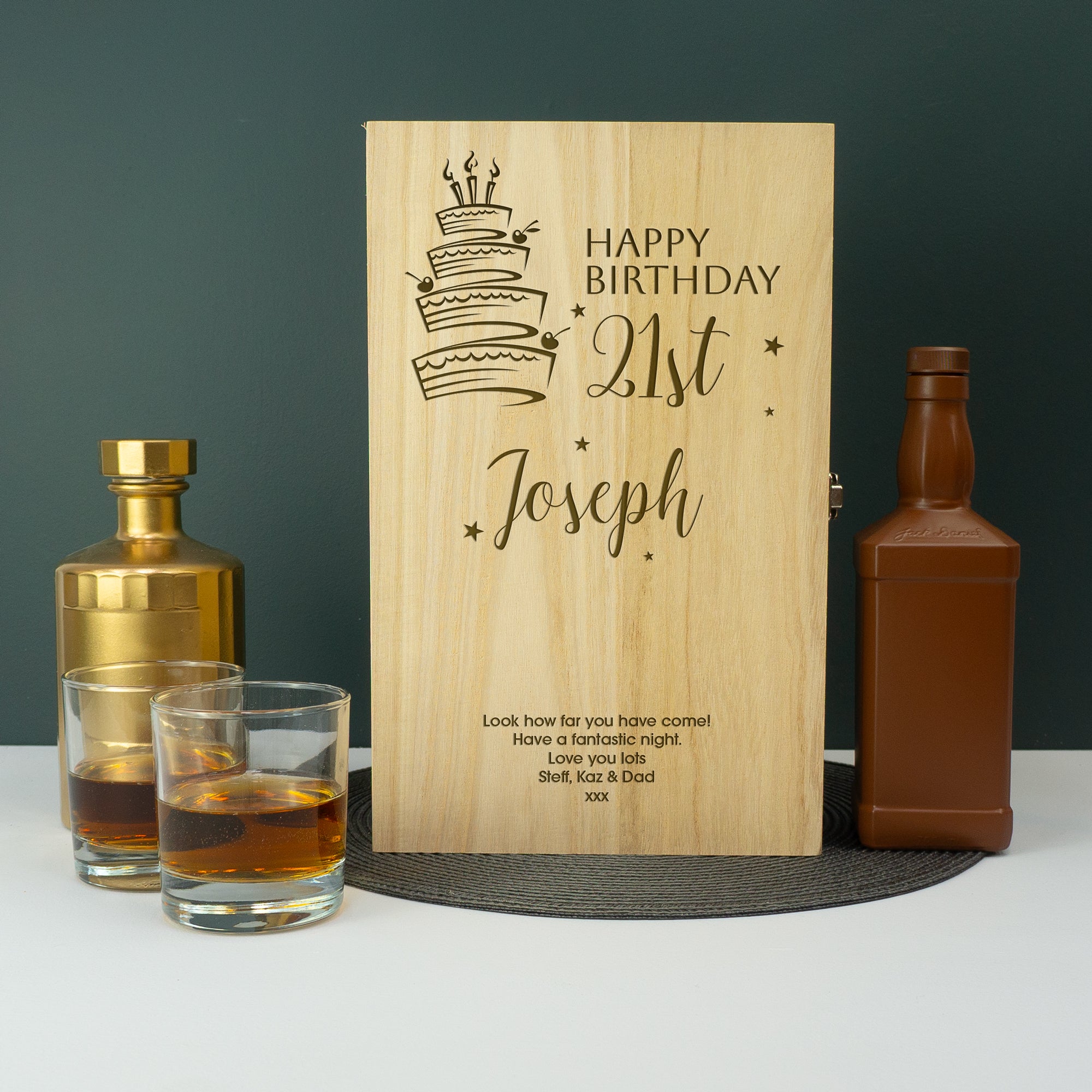 21st birthday twin wine champagne bottle gifting box