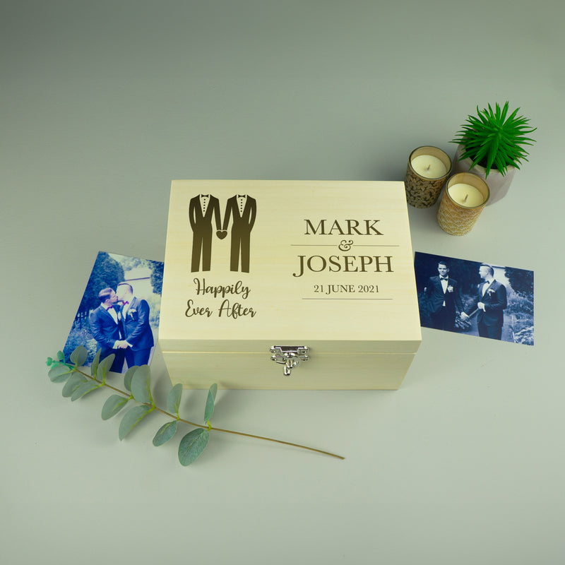 Gay couple wedding memory box gift LGBTQ+