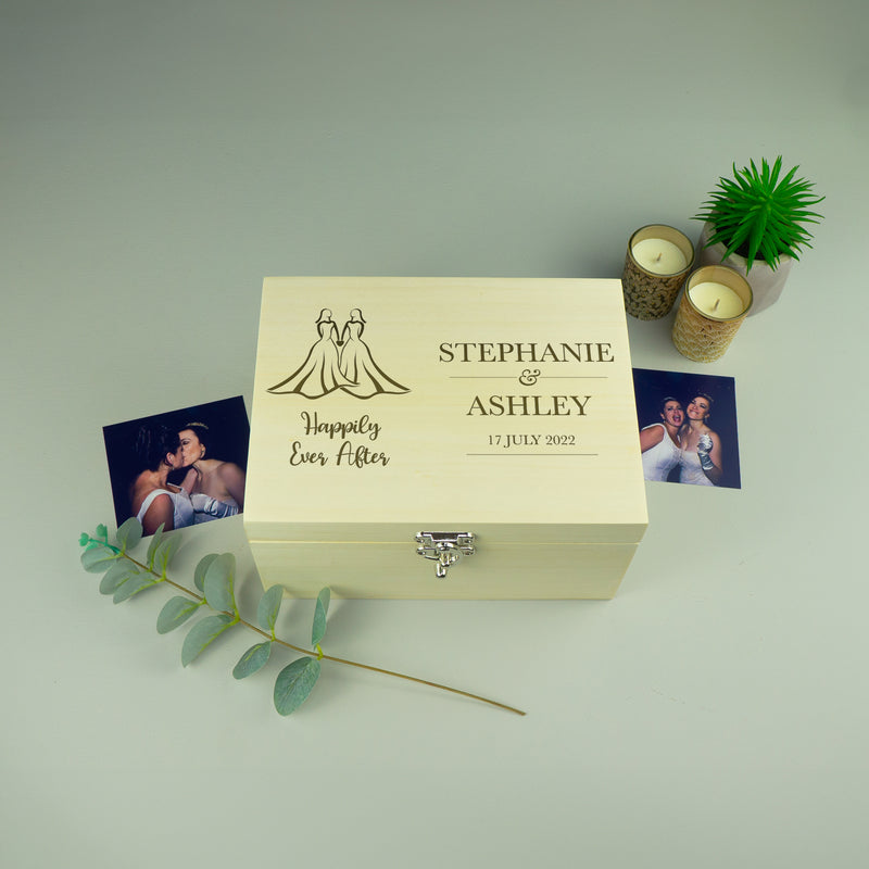 Lesbian gay couple wedding memory box gift LGBTQ+