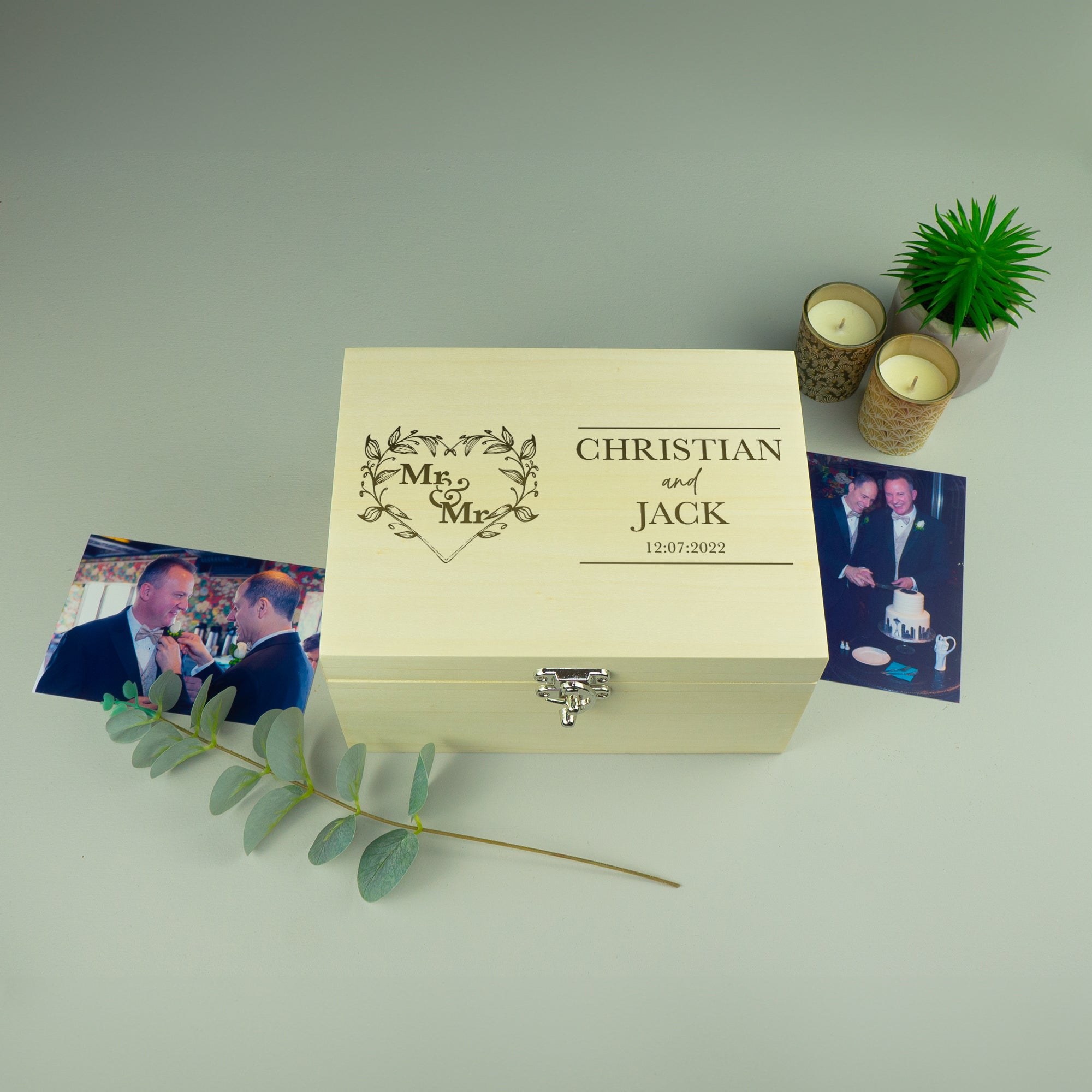 Personalised Mr & Mr wedding memory box LGBTQ+