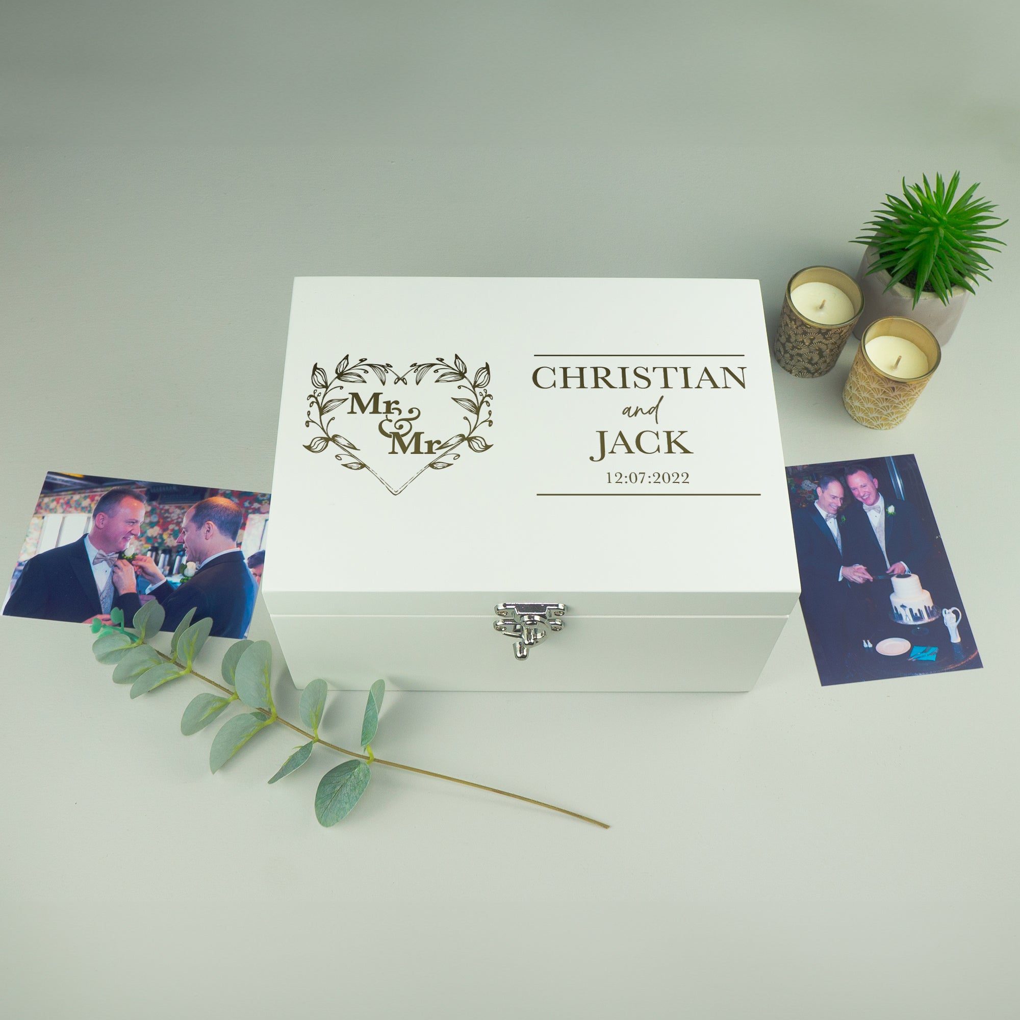 Personalised Mr & Mr wedding memory box LGBTQ+