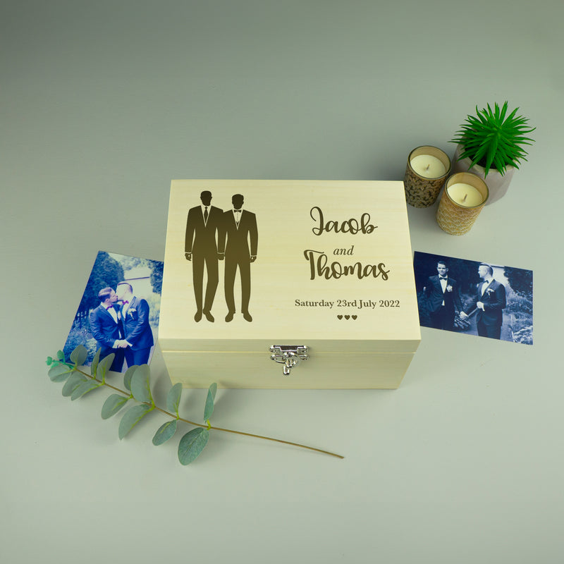 Personalised gay marriage luxury memory box LGBTQ+