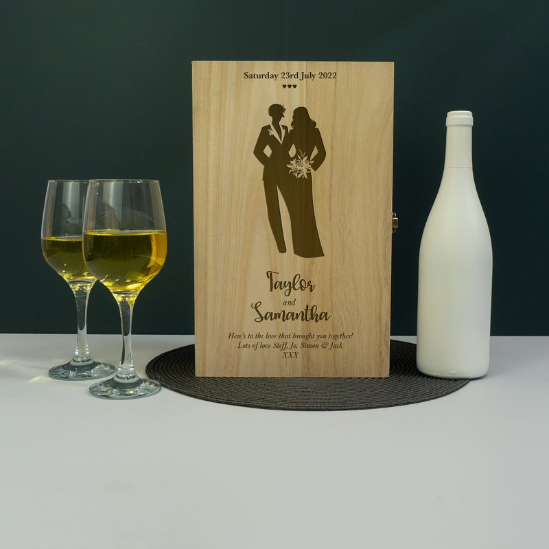 Lesbian bride and bride marriage twin champagne bottle gifting box