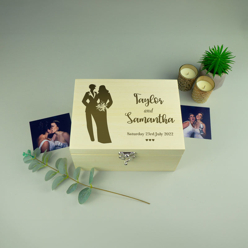 Personalised lesbian marriage luxury memory box LGBTQ+